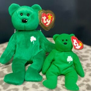 Set - Erin Irish Bear Ty Beanie Baby - RARE - Vintage 90s - 2 Bears